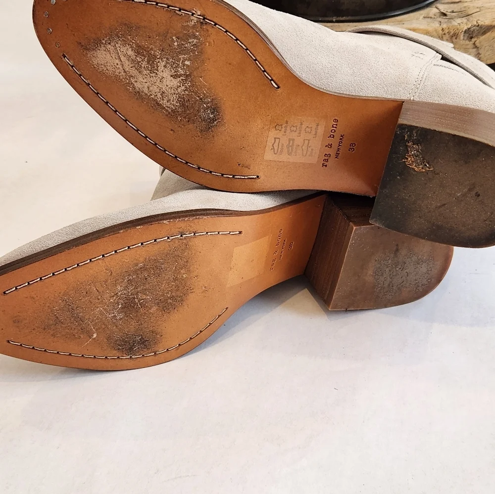 || RAG & BONE || Walker Buckle boot, ice gray  suede, heels, size 38